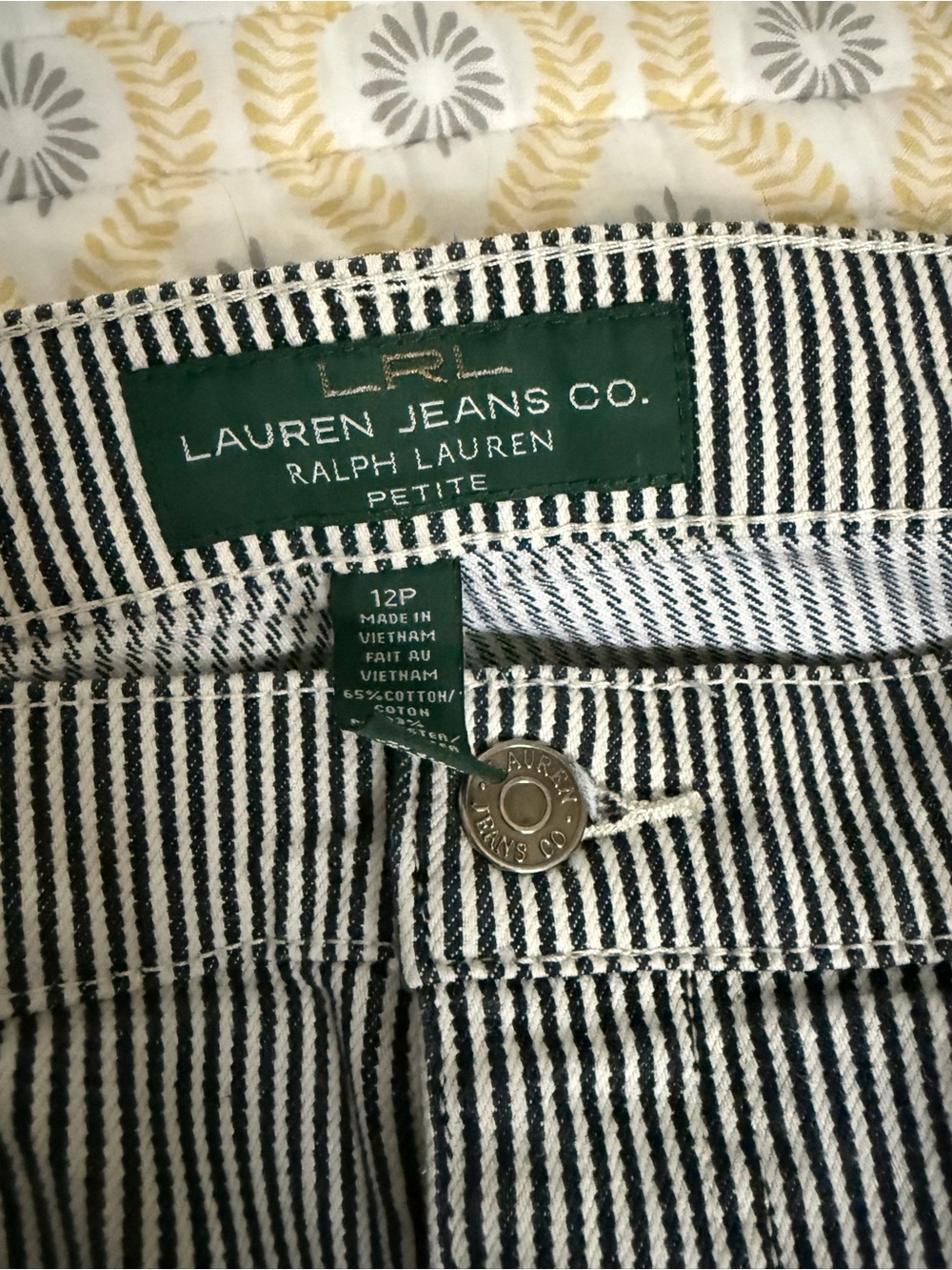 Lauren Ralph Lauren Petite High-Rise Striped Jeans in Black & White